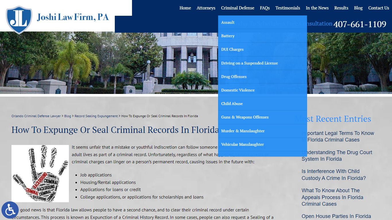 How To Expunge Or Seal Criminal Records In Florida - Joshi Law Firm, PA