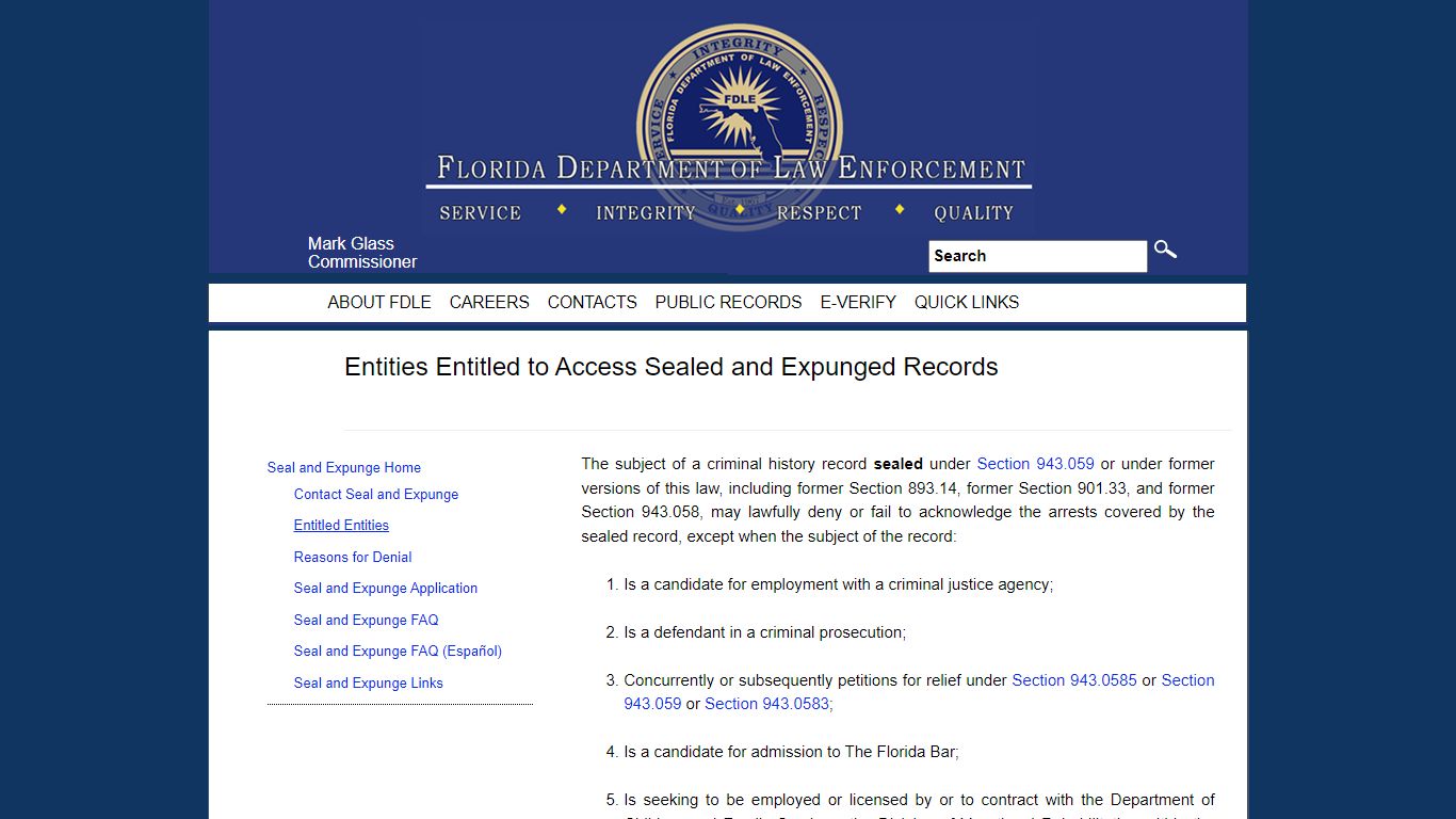 Entities Entitled to Access Sealed and Expunged Records